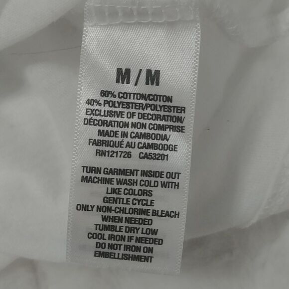 Aeropostale White Crew Neck Cap Sleeve Top with Purple/Silver lettering M - Picture 9 of 9